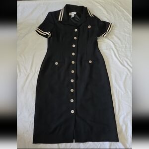 Jessica Howard women's size 14 vintage black button dress #WS3